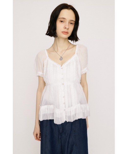 ブラウス シャツ BABY DOLL COTTON BL ベビードールコットンブラウス 春服 夏服 シアー レディースの画像