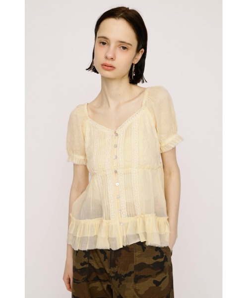 ブラウス シャツ BABY DOLL COTTON BL ベビードールコットンブラウス 春服 夏服 シアー レディースの画像
