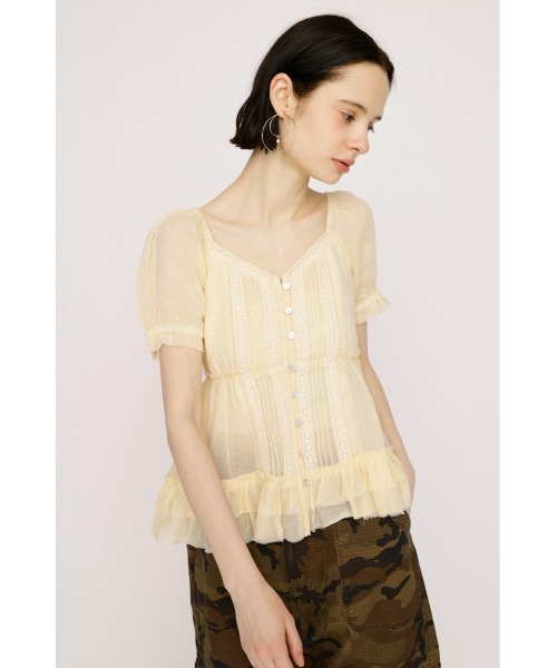 ブラウス シャツ BABY DOLL COTTON BL ベビードールコットンブラウス 春服 夏服 シアー レディースの画像