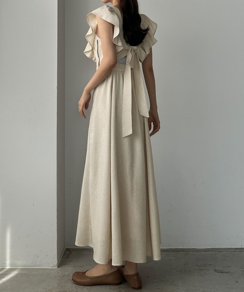 「Louere」 ノースリーブワンピース X-LARGE グレイッシュベージュ レディース_画像8