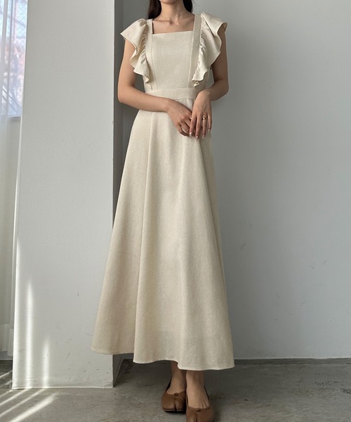 「Louere」 ノースリーブワンピース X-LARGE グレイッシュベージュ レディース_画像9