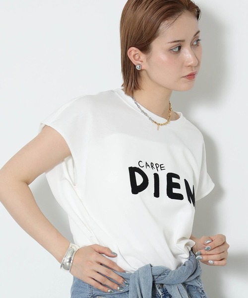 「Gready Brilliant」 「re fiina」半袖Tシャツ FREE レッド レディース_画像6