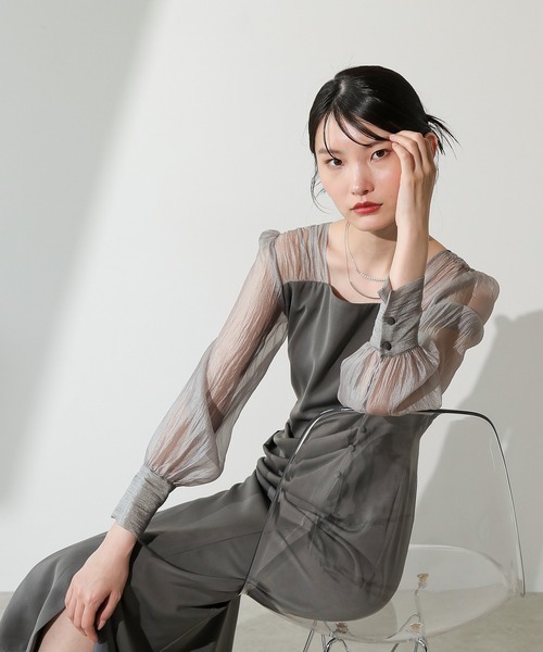 「Kana」 長袖ワンピース M グレー系その他 レディース_画像3