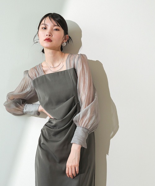 「Kana」 長袖ワンピース M グレー系その他 レディース_画像4