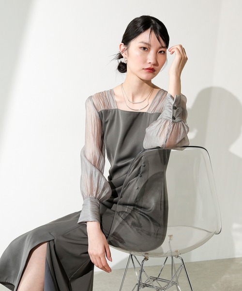 「Kana」 長袖ワンピース M グレー系その他 レディース_画像7