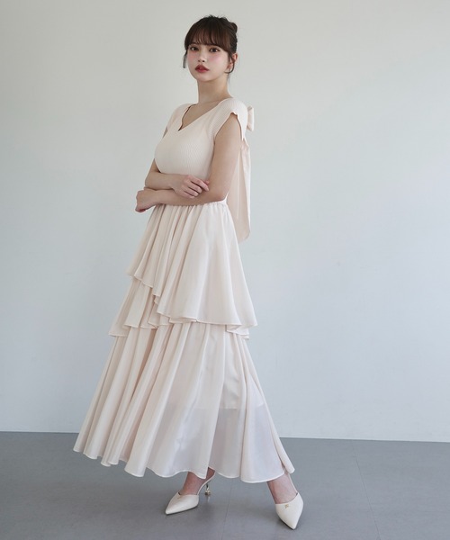 ワンピース 半袖 FRENCH SLEEVE DOCKING DRESS