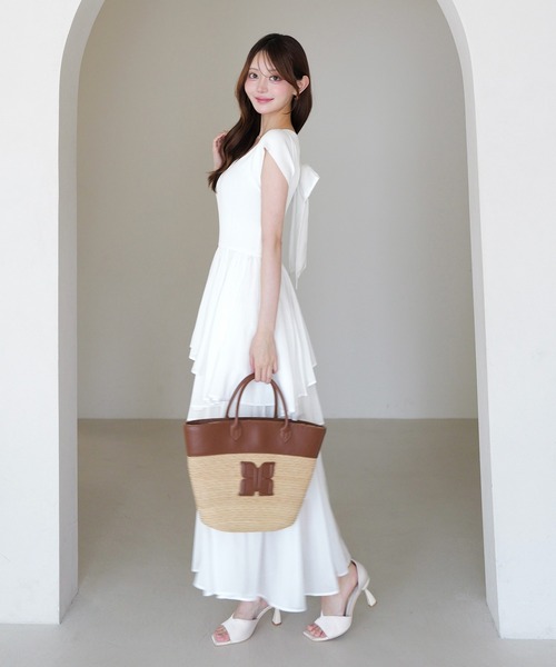 ワンピース 半袖 FRENCH SLEEVE DOCKING DRESS