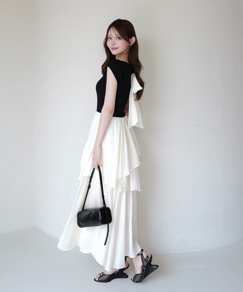 ワンピース 半袖 FRENCH SLEEVE DOCKING DRESS