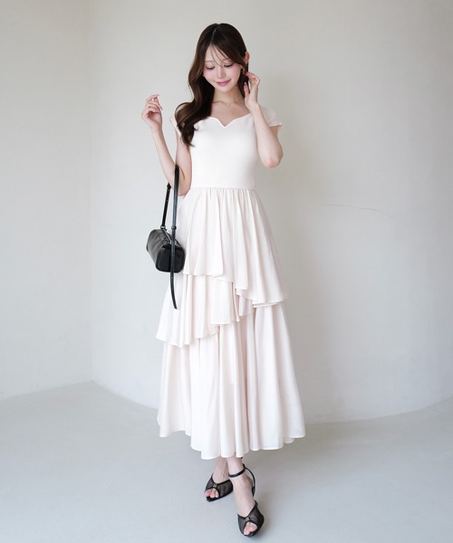 ワンピース 半袖 FRENCH SLEEVE DOCKING DRESS