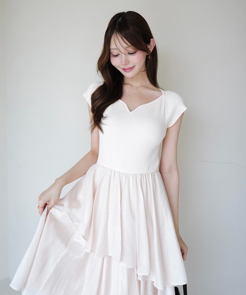 ワンピース 半袖 FRENCH SLEEVE DOCKING DRESS