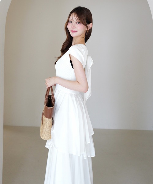 ワンピース 半袖 FRENCH SLEEVE DOCKING DRESS