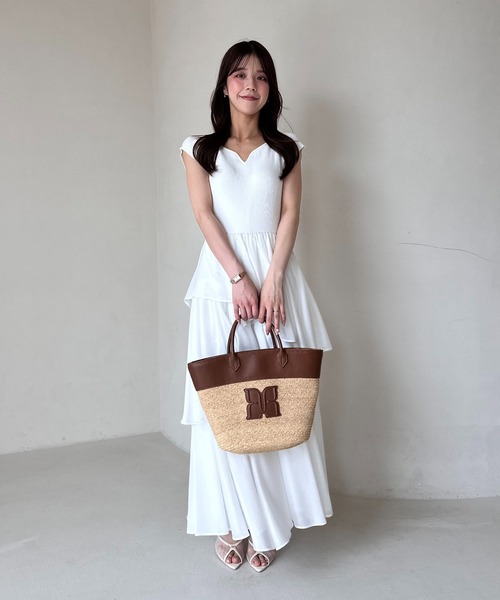 ワンピース 半袖 FRENCH SLEEVE DOCKING DRESS