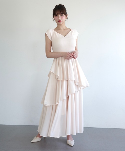 ワンピース 半袖 FRENCH SLEEVE DOCKING DRESS