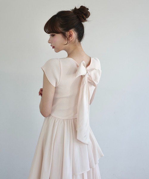 ワンピース 半袖 FRENCH SLEEVE DOCKING DRESS