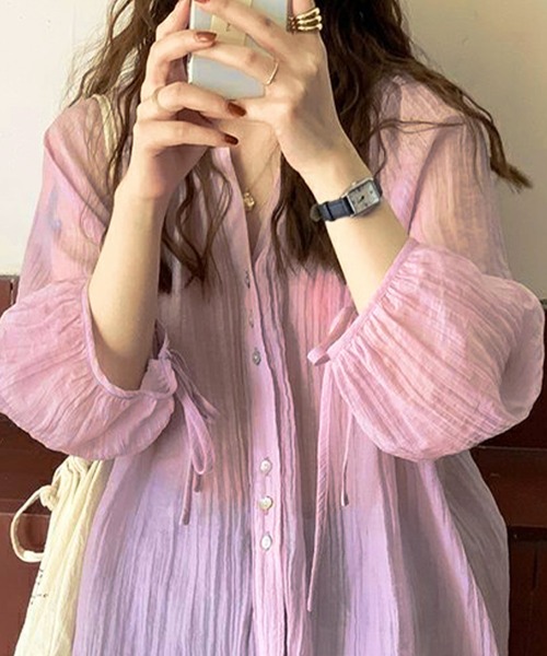 「Amulet」 長袖シャツ M ブルー レディース_画像8