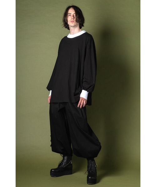 【ankorock】ユニセックス　美品　超パンクバルーン　リブパンツ ankoROCK パンツ チャイナボタンバルーンリブワイドパンツ -メガ