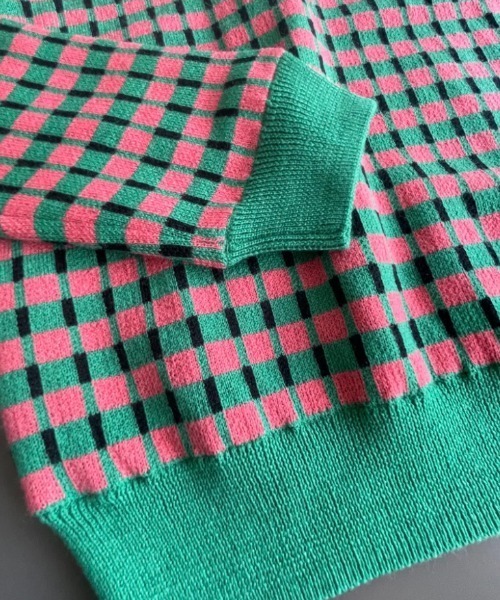 HERG1（エルグワン） ニット セーター ブロックチェック クロップド