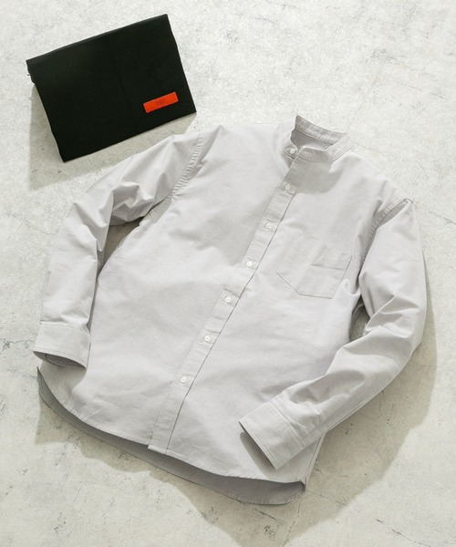 美品✨アーツアンドサイエンス バンドカラー シャツ プルオーバー　製品染め　L アーバンリサーチ ドアーズ URBAN RESEARCH DOORS 裏起毛オックス