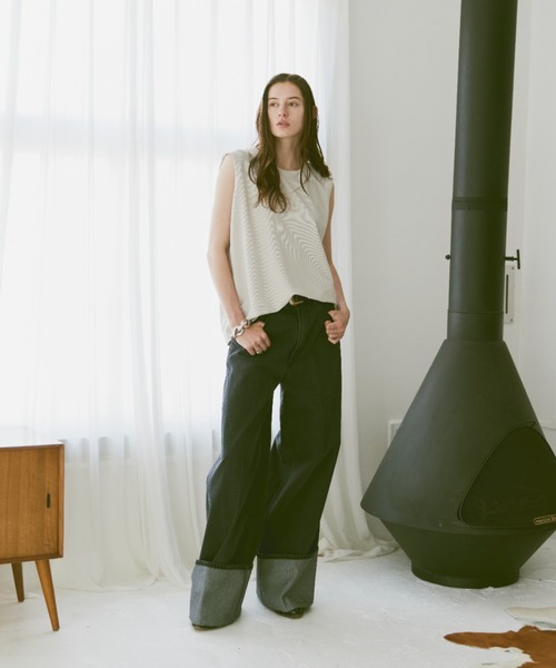 soerte　トリコットピケプリーツタンクトップ　2 soerte タンクトップ TRICOT PIQUE SLEEVELESS PLEATS TANKTOPS