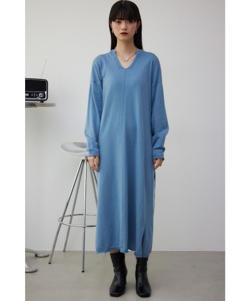 ★送料無料★✨PAL’LAS PALACE　藍色 スキッパー ロング ワンピース AZUL BY MOUSSY（アズールバイマウジー） ワンピース スキッパーロング