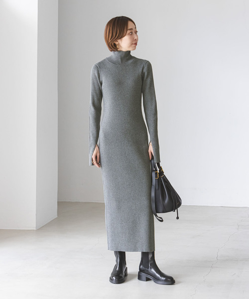Noble ナロータイトスリットニットワンピース　ノーブル　リブニットワンピース NOBLE（ノーブル） ワンピース 「追加」ナロータイトスリットニット