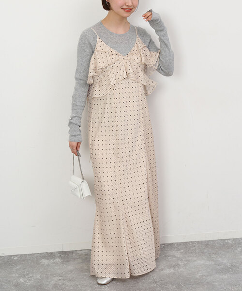 SLOBE IENA ワンピース ドットラッフルキャミワンピース