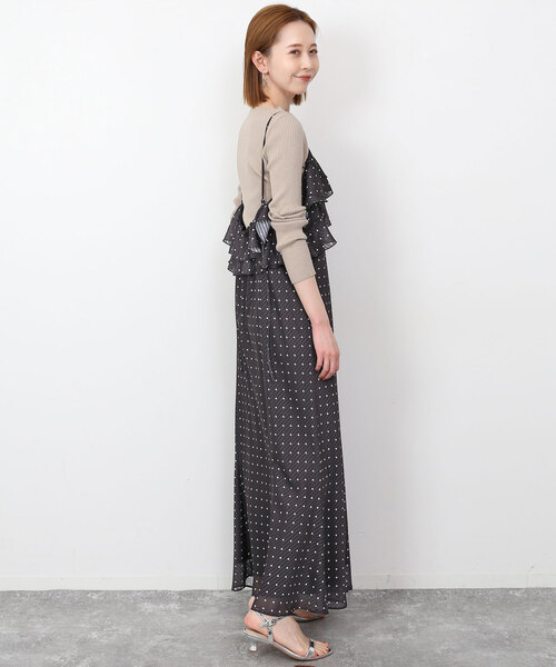 SLOBE IENA ワンピース ドットラッフルキャミワンピース