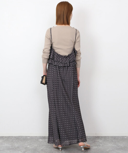 美品✨SLOBE IENA　ドットラッフルキャミワンピース　ブラック　近年モデル 美品✨SLOBE IENA ドットラッフルキャミワンピース ブラック