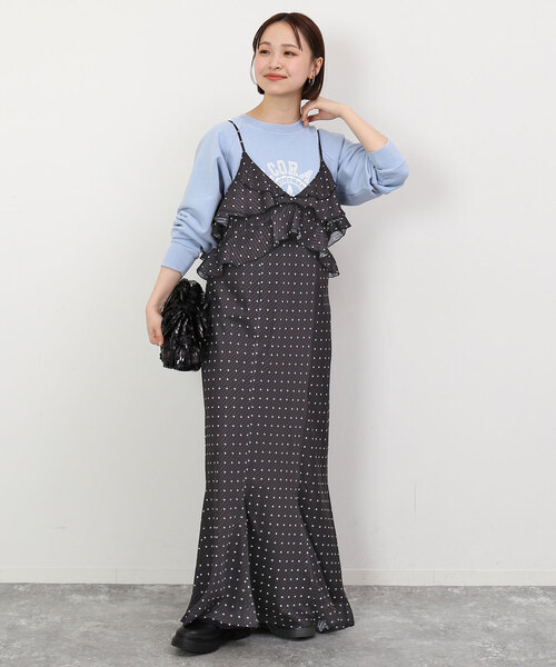 slobe iena ドットキャミワンピ　ビスチェ SLOBE IENA ワンピース ドットラッフルキャミワンピース