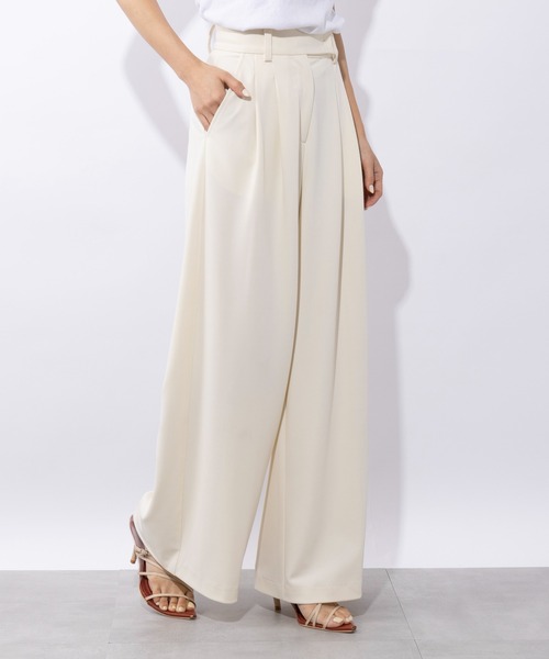 SETTEN クリーム色 ワイドパンツ SETUP7 スラックス パンツ 「SETUP7」Two Tuck Wide Pant