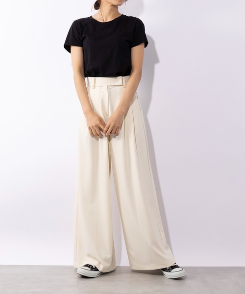 Basic Twotuck Pants スラックスパンツ スラックス パンツ ツータックワイドスラックス レディース