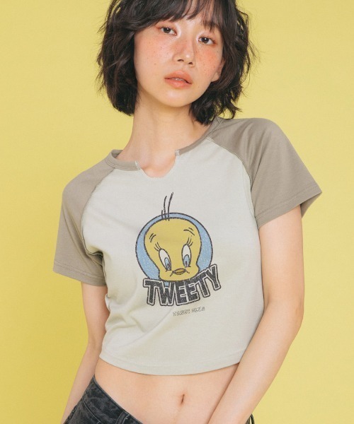tシャツ A'GEM/9 × .kom 「 FANCY CLUB/ファンシークラブ」 VINTAGE REGLAN CROP TEE/ラグランクロップ