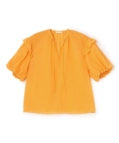 Ballsey ブラウス シャツ コットンクレープ パフスリーブ