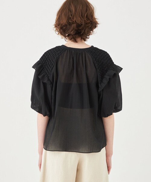 Ballsey 【Ballsey】コットンクレープ フリルスリーブブラウス