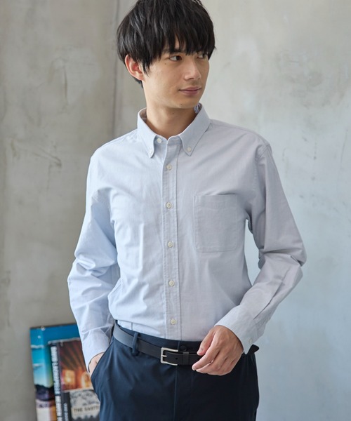 GLOBAL WORK シャツ イージーケアオックス/ボタンダウンシャツ