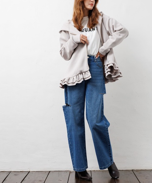 mili an deni（ミリアンデニ） ブルゾン アウター スクーバ裾フリル