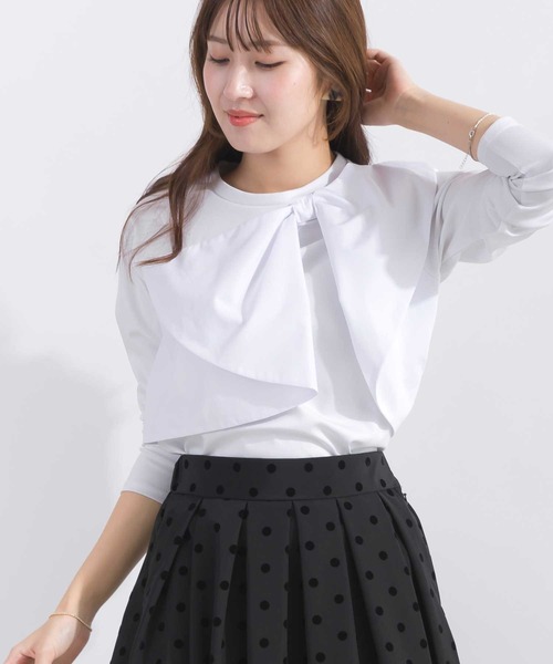 tシャツ 胸リボンTシャツ レディース