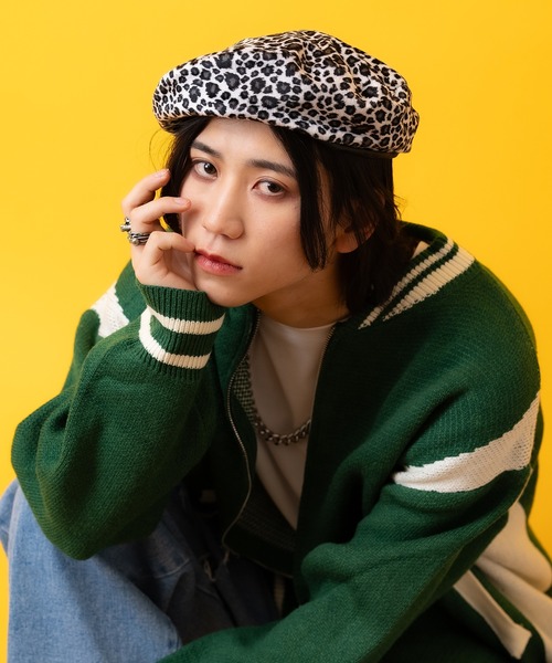 帽子 ベレー帽 an meets zakka レオパードベロアベレー帽 / メンズ