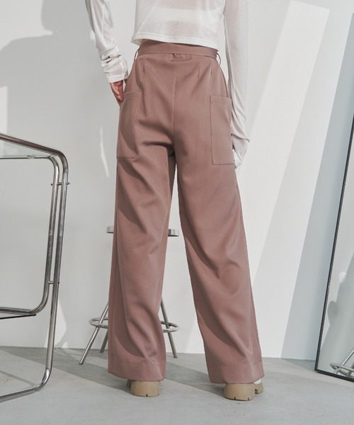 Solace スラックス パンツ ベルト付きツータックスラックスパンツ