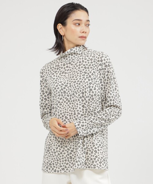 tシャツ 「カタログ掲載品」「ウォッシャブル」ミニパンサープリントタートルネックカットソー レディース