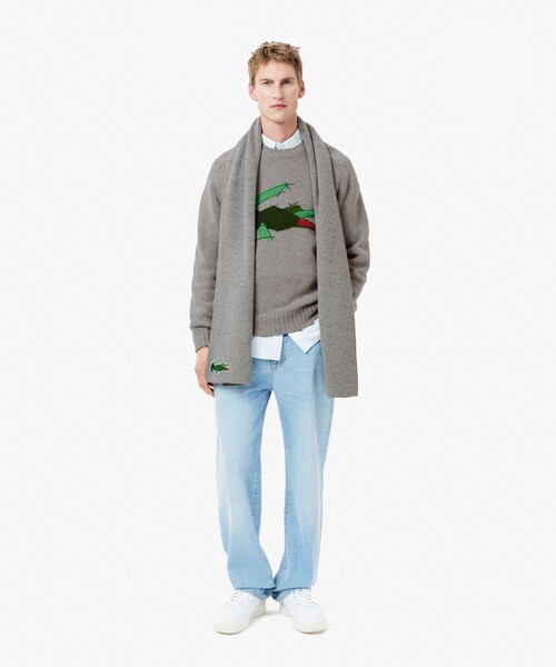 LACOSTE セーター ニット グラフィカルワニロゴジャカードニット