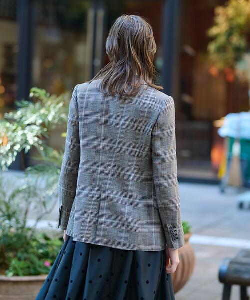 美品　45R コットンリネン　チェック　ジャケット セール 30%OFF】【セットアップ対応】リネングレンチェック