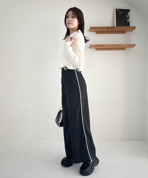 パンツ/スラックス/レディース dazzlin パンツ サイドオープンスラックス レディース