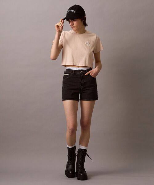 Calvin Klein tシャツ モノロゴ クロップド Tシャツ レディース