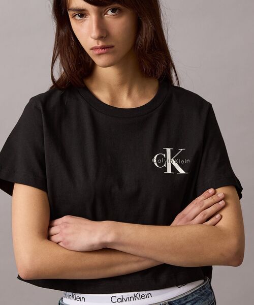 Calvin Klein tシャツ モノロゴ クロップド Tシャツ レディース