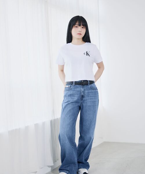 Calvin Klein tシャツ モノロゴ クロップド Tシャツ レディース