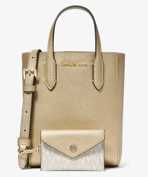 美品　MICHAELKORSマイケルコース クロコ型押し　ゴールド　バッグ MICHAEL KORS（マイケルコース）ゴールド×ブラウン