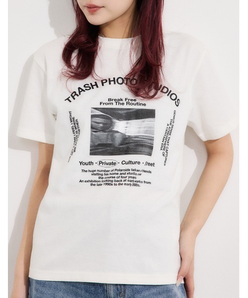 tシャツ PHOTO LOGO 2SIZE T/SH フォト ロゴ ツーサイズ ティーシャツ 半袖 夏服 レディース PHOTO LOGO 2SIZE T/SH フォト ロゴ ツーサイズ ティーシャツ