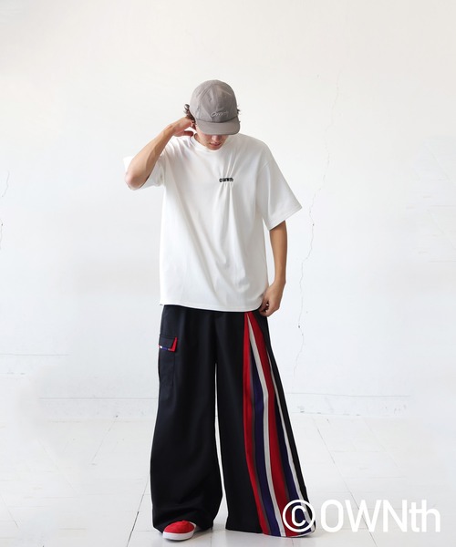 antiqua tシャツ タックデザイン刺繍ロゴTシャツ レディース