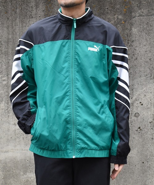 【美品】PUMA プーマ ヴィンテージ トラックジャケット グリーン×ネイビー PUMA プーマ トラックジャケット ジャージ 上下セットアップ ネイビー